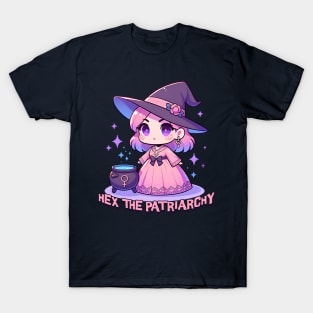 Hex The Patriarchy Cute& Kawaii Feminist Witch T-Shirt